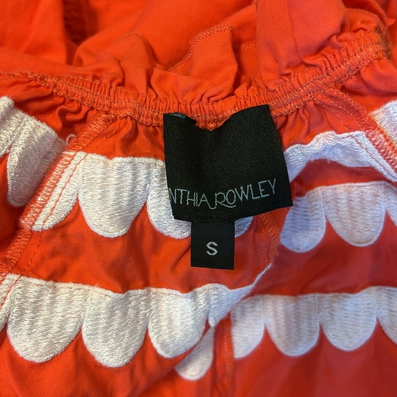 Cynthia Rowley | Coral Mock Neck Long Sleeve Ruffle Embroidered Dress | Small - Picture 13 of 14